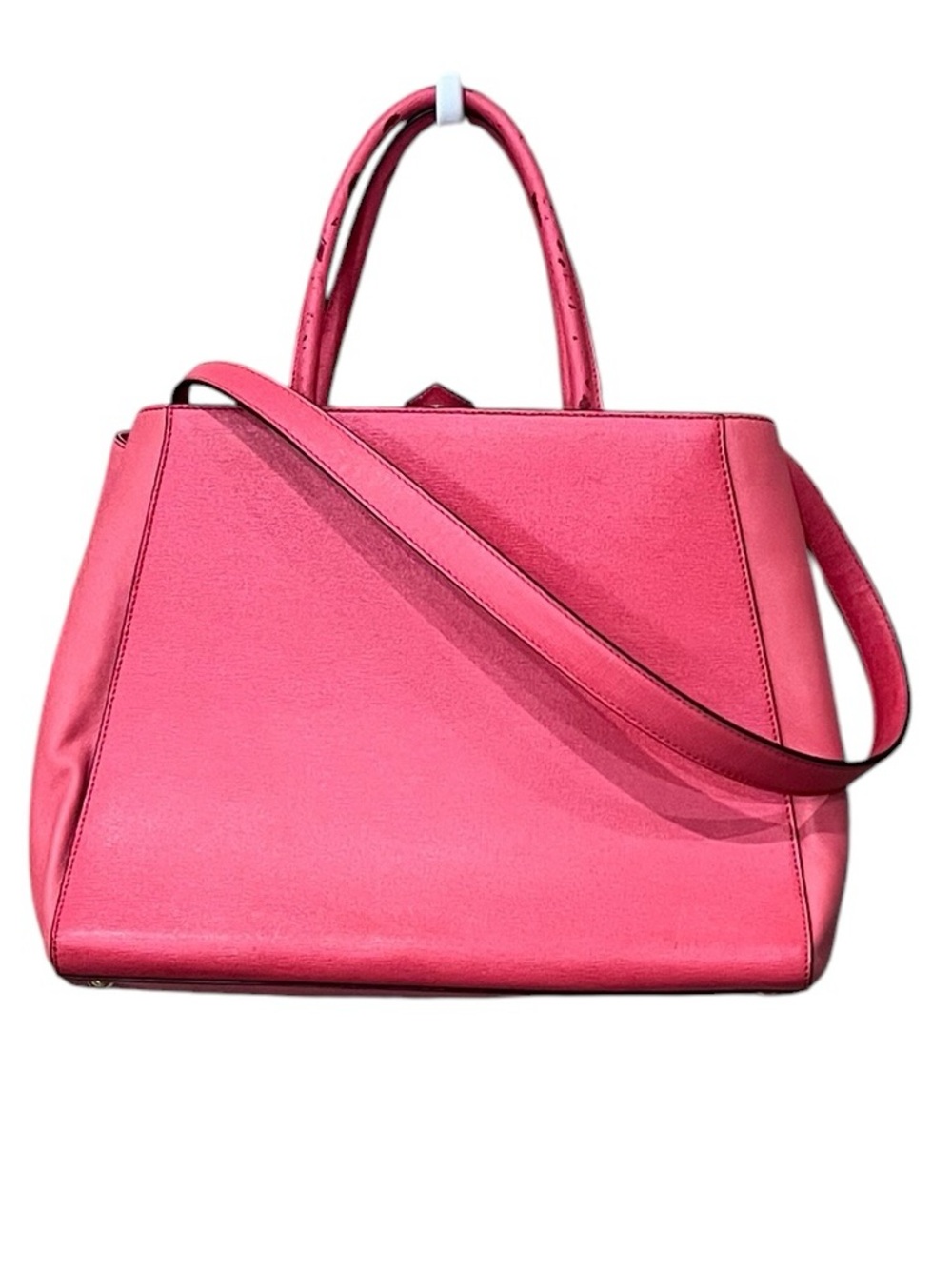 Fendi 2Jours Tote Satchel Bag Womens Medium Flamingo Pink w/ Shoulder Strap Tag - Picture 3 of 13